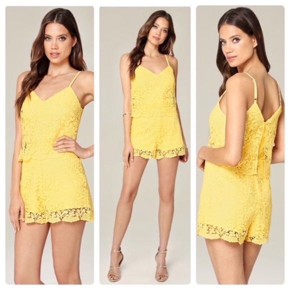 Bebe Yellow Lace romper Size 2 - Picture 2 of 6